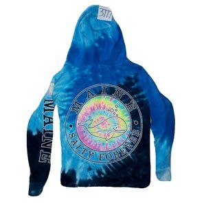 Sunsations Maine Salty Forever Tie Dye Hooded Sweatshirt Raw Edges Youth Medium